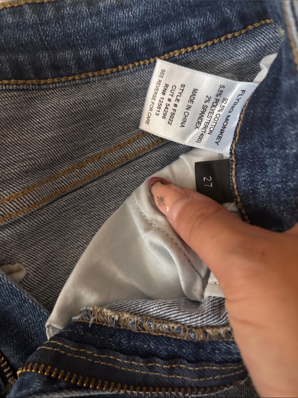 Flying Monkey Distressed Medium Blue Straight Leg Jeans - Picture 7 of 8